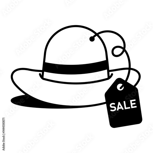 Doodle style illustration of hat sale 
