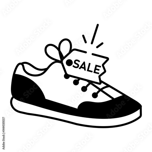 A hand drawn style illustration showing shoe sale 
