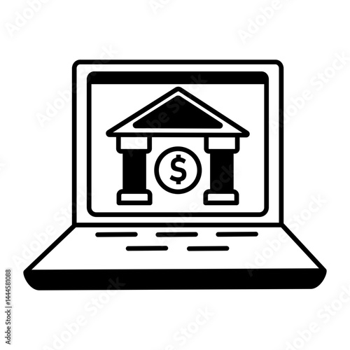 Doodle style illustration showing online bank 
