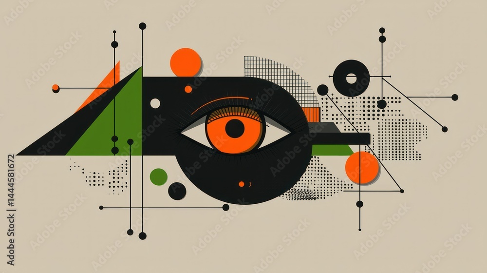Obraz premium Abstract Illustration Depicting An Eye Among Geometric Shapes
