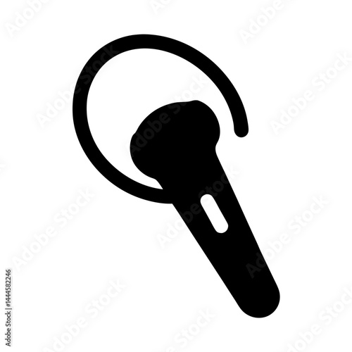 A Black and White Illustration of a Single Bluetooth Earpiece