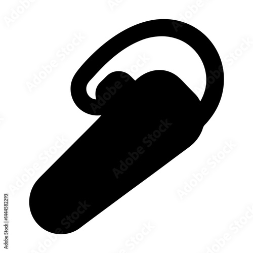 Black Silhouette of a Bluetooth Headset Earpiece for Handsfree Calling