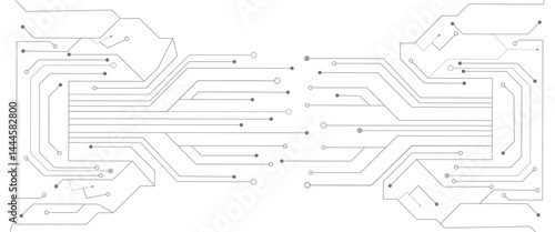 AI circuit board with electronic elements on white backdrop. UI and GUI panel design. Futuristic connected tech lines. Vector illustration. EPS 10 