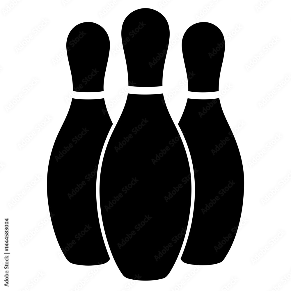 Three Black Bowling Pins Icon Simple Graphic Design Three Black Bowling Pins Icon Simple Graphic Design