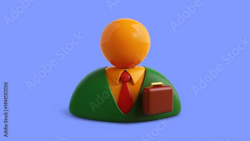 3D illustration of economic risk and trade concept. Abstract professional icon with briefcase on blue background