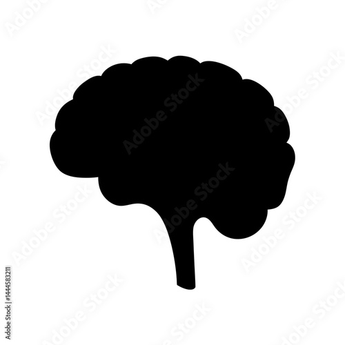 Black Silhouette of a Human Brain Anatomy Illustration