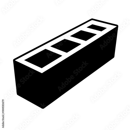 A single black cinder block with four square holes building material construction industry
