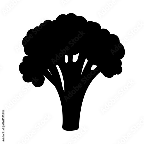 Black Silhouette of a Head of Broccoli Vegetable