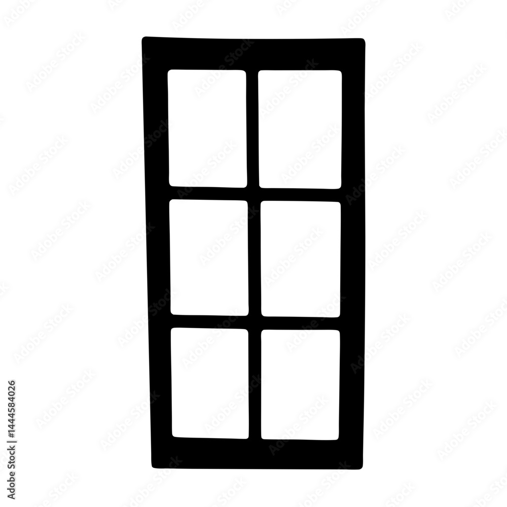 Black and White Window Pane Illustration Six Squares Graphic Design Element Black and White Window Pane Illustration Six Squares Graphic Design Element