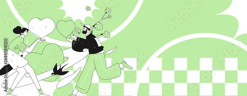 Happy Valentine's Day flat character vector concept business hand drawn illustration
