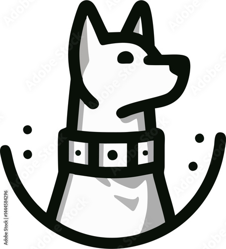 Wallpaper Mural  Guard Dog Logo with Collar – Black and White Vector Illustration for Security and Protection Services Torontodigital.ca