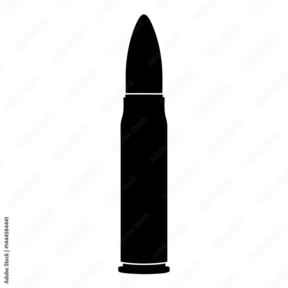 A Black and White Silhouette of a Single Bullet Cartridge A Black and White Silhouette of a Single Bullet Cartridge