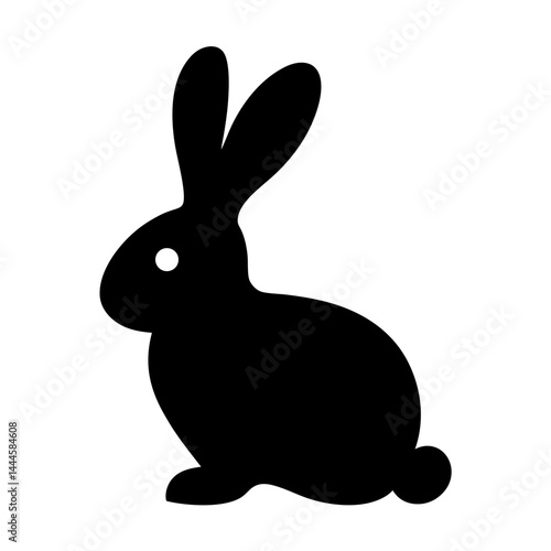 Simple Black Silhouette of a Sitting Rabbit Bunny Hare