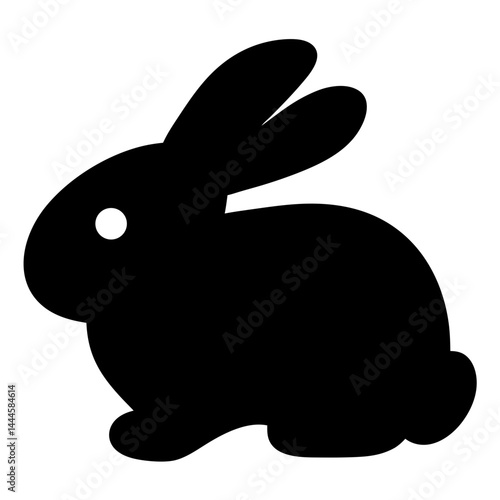 A Simple Black Silhouette of a Cute Sitting Bunny Rabbit