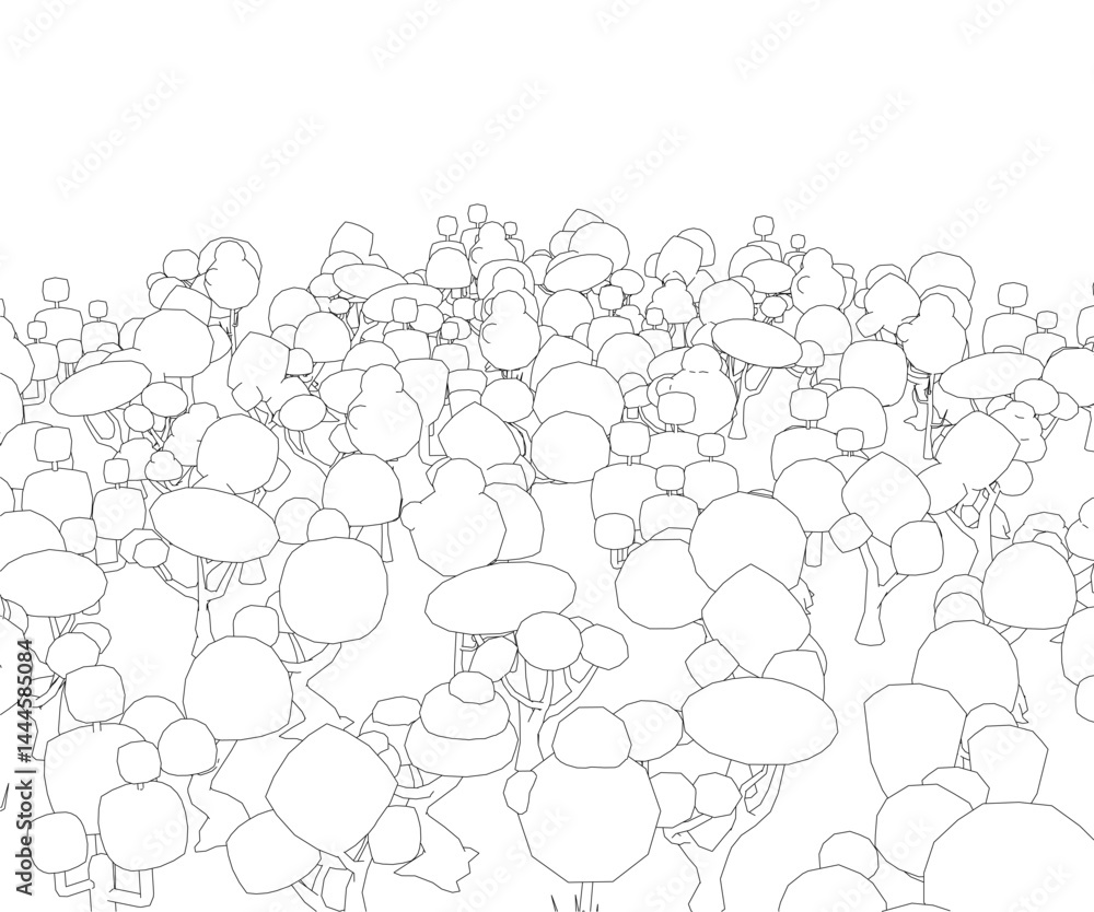 A drawing of a forest with many trees. Vector illustration A drawing of a forest with many trees. Vector illustration