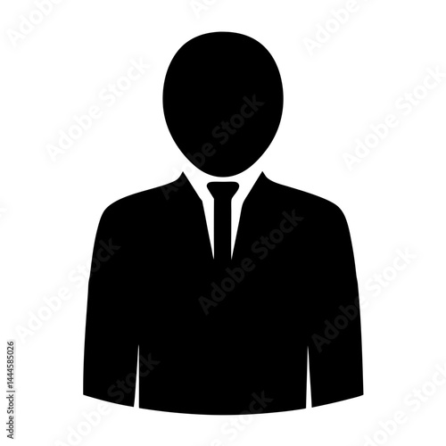 Simple Black Silhouette Icon of a Businessman Wearing a Suit and Tie