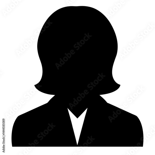 Silhouette of a Woman in Business Attire Professional Female Icon Generic User Avatar Placeholder for Website or App Black and White Image Simple Graphic Design Element