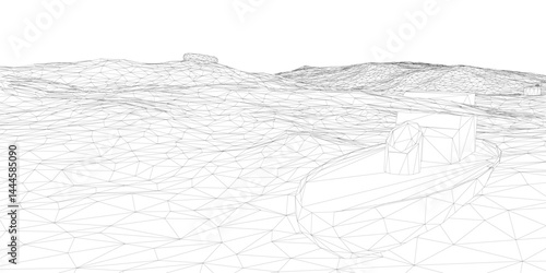 A black and white illustration of a beach with a boat in the water. The image is of a very large body of water with a boat in the middle. The boat is small and he is floating on the water