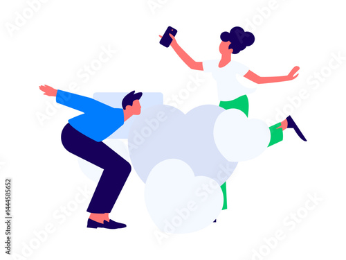 Happy Valentine's Day flat character vector concept business hand drawn illustration
