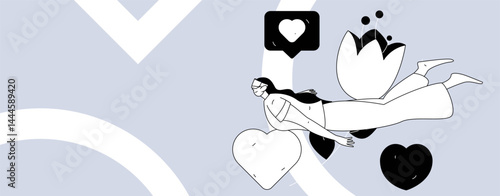 Happy Valentine's Day flat character vector concept business hand drawn illustration
