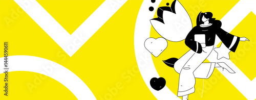 Happy Valentine's Day flat character vector concept business hand drawn illustration
