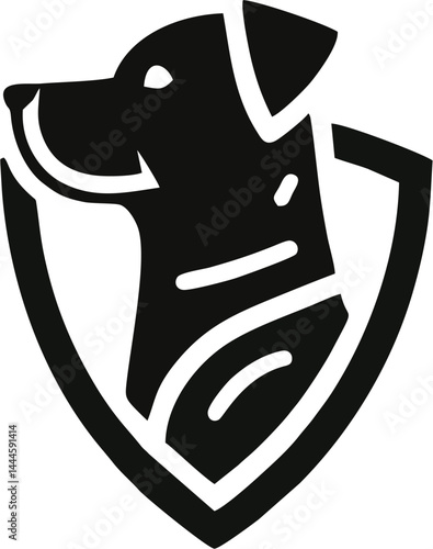  Guard Dog with Shield Logo – Black and White Vector Illustration for Security and Protection Services