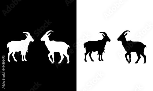 goat silhouette vector illustration, vector, design, goat, Eid ul Adah, silhouette, silhouettes, icon, icons, symbol, abstract, black, white, animal, pet, wild, 