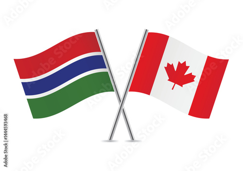 Free Download Gambia and Canada crossed flags. Gambian and Canadian flags on a white background. Vector icon set. Vector illustration. - GFXLoad