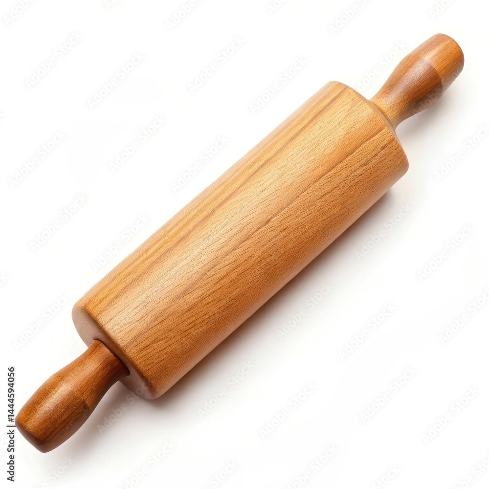 Wooden Rolling Pin Isolated On White Background For Baking And Cooking Wooden Rolling Pin Isolated On White Background For Baking And Cooking