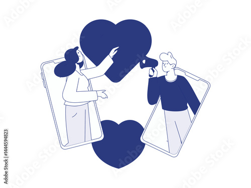 Happy Valentine's Day flat character vector concept business hand drawn illustration
