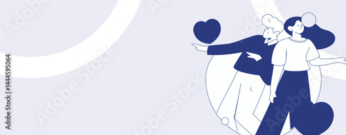 Happy Valentine's Day flat character vector concept business hand drawn illustration
