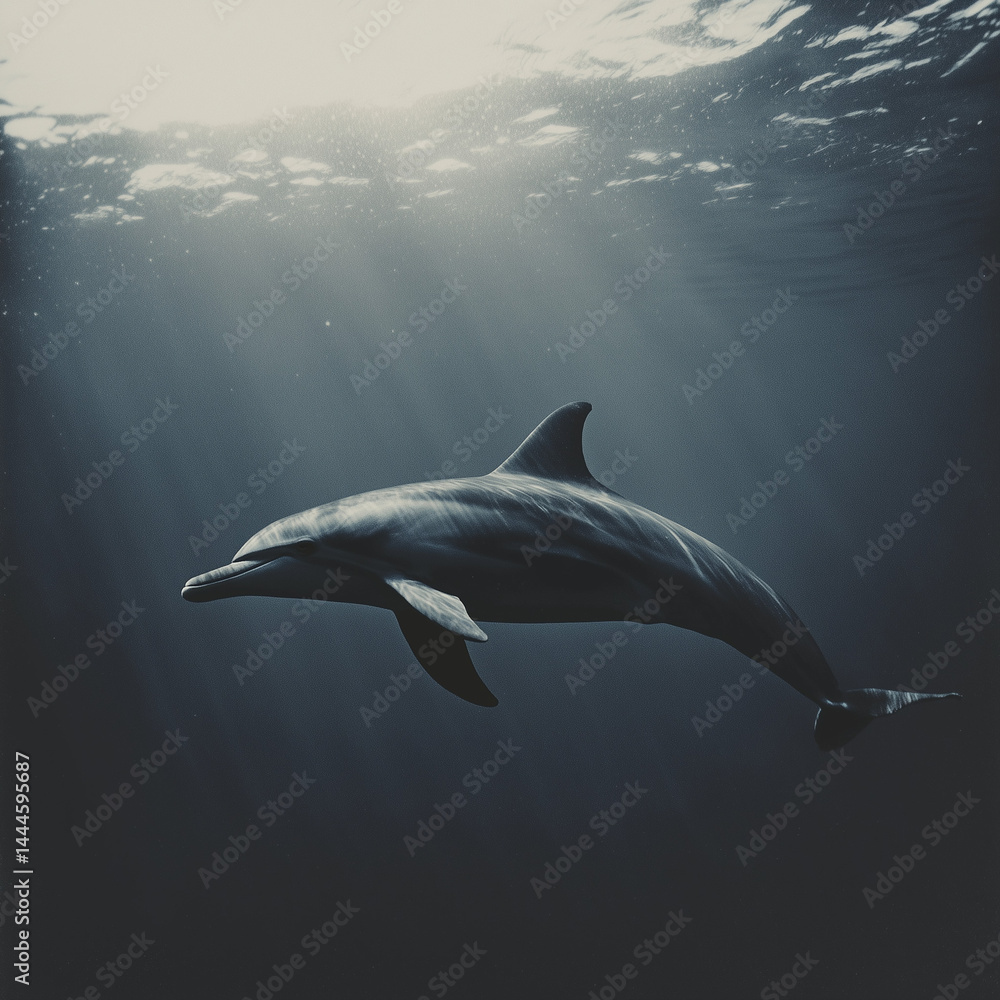 Fototapeta premium Dolphins, marine life, illustration, background