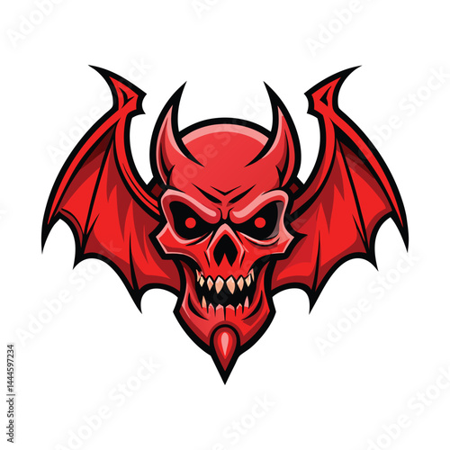 Devil Skull with Bat Wings Vector – Dark and Menacing Illustration.