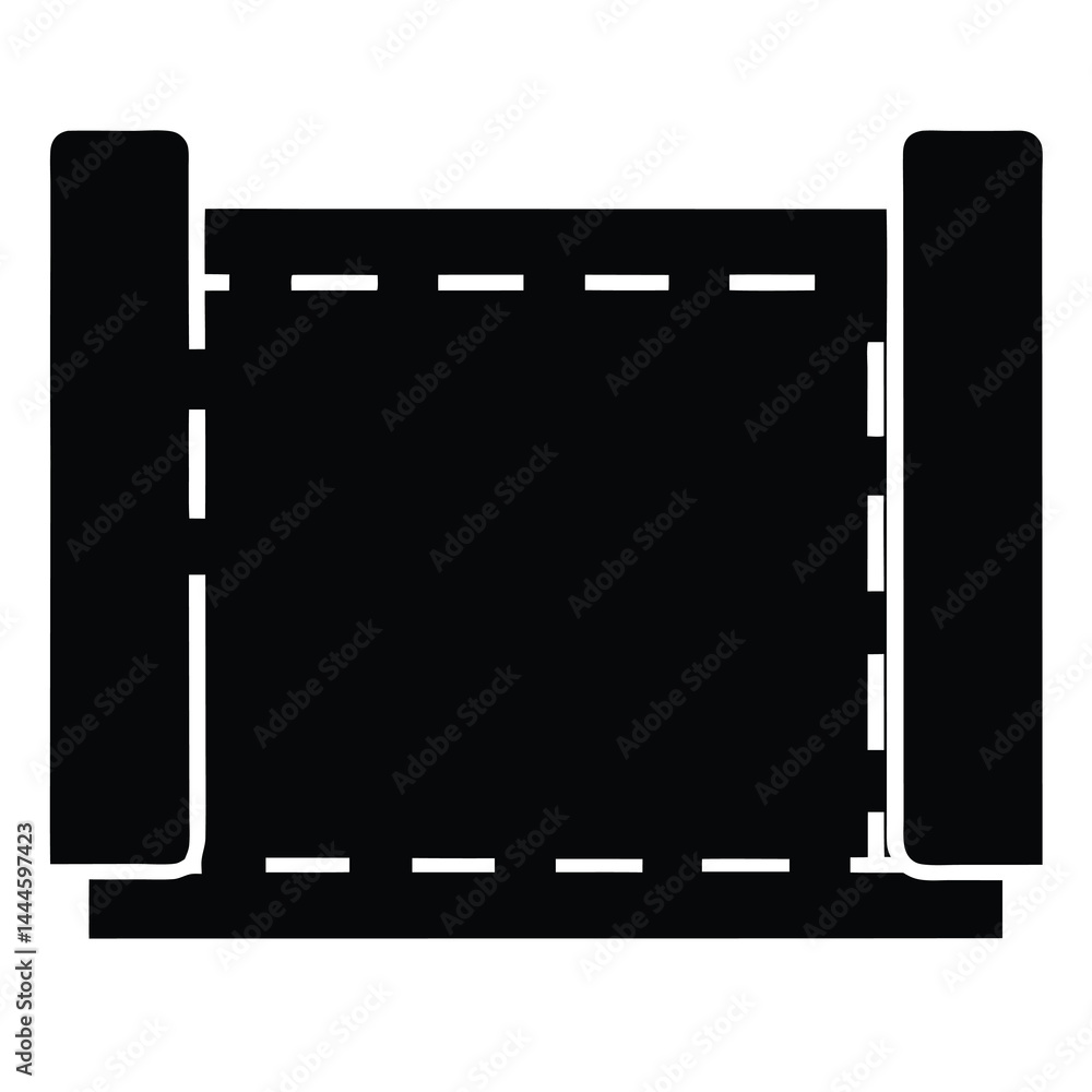 Obraz premium Black and White Graphic of a Retractable Gate or Barrier with Vertical Supports