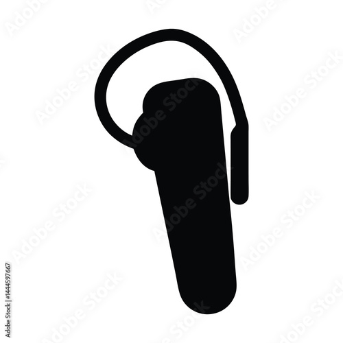 A Black and White Icon of a Bluetooth Headset Earpiece for Mobile Phones