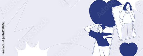 Happy Valentine's Day flat character vector concept business hand drawn illustration
