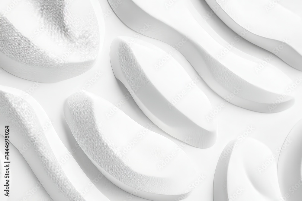 Obraz premium Abstract white shapes with smooth curves and soft shadows create a modern, minimalist design. Clean and organic aesthetic.