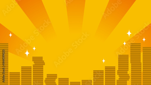 硬貨が積み上がった集中線 黄ver.