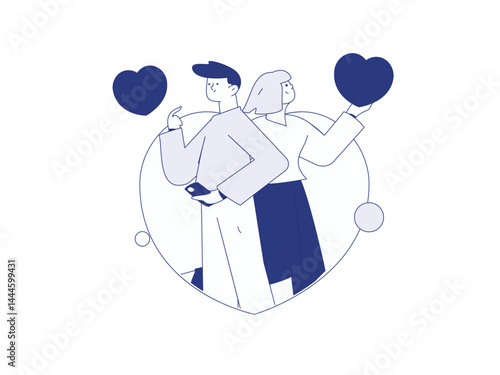 Happy Valentine's Day flat character vector concept business hand drawn illustration
