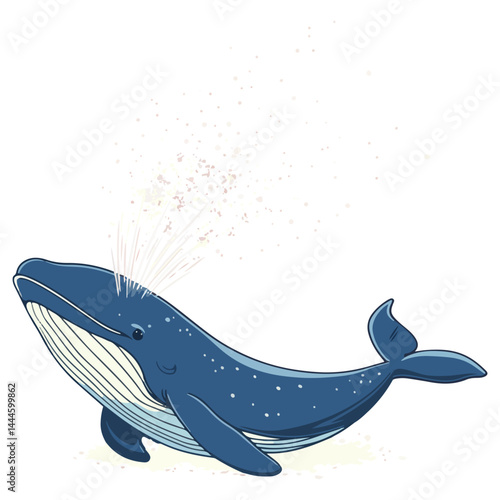 blue whale, marine life, vector, transparent background