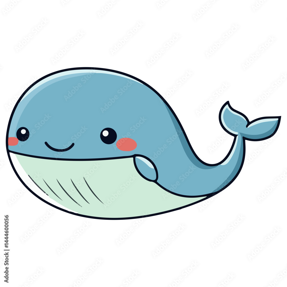 Fototapeta premium blue whale, marine life, vector, transparent background