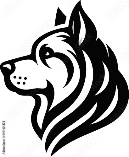 Wallpaper Mural Stylized Wolf Head Logo – Black and White Vector Illustration for Branding, Security, and Sports Torontodigital.ca