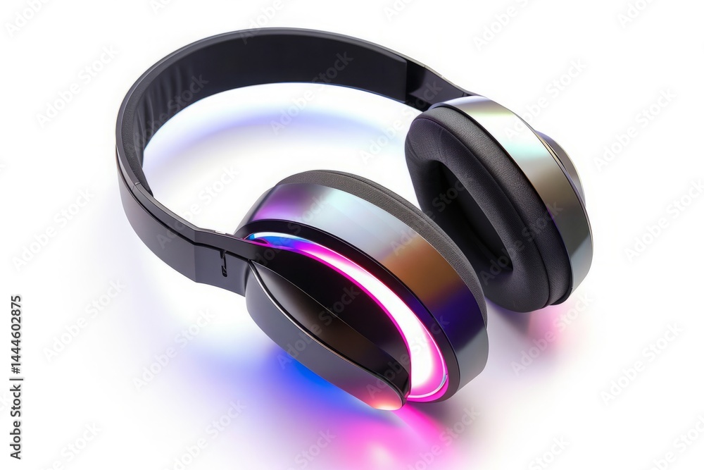 Stylish modern headphones with vibrant LED lighting features Stylish modern headphones with vibrant LED lighting features