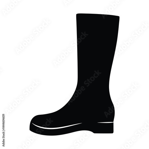 A single black silhouette of a tall leather boot for women or men