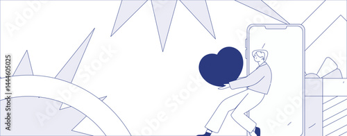 Happy Valentine's Day flat character vector concept business hand drawn illustration

