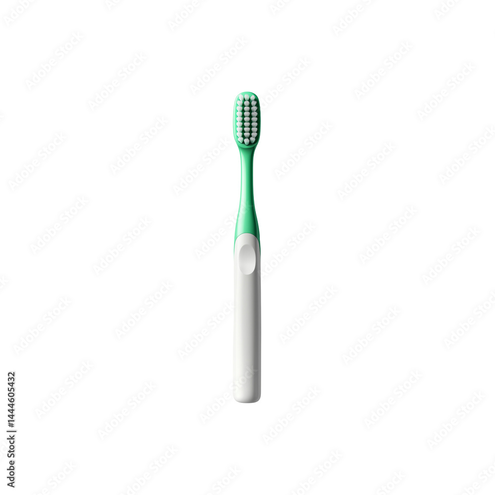 A toothbrush with a green handle and bristles, designed for effective cleaning and oral hygiene. A toothbrush with a green handle and bristles, designed for effective cleaning and oral hygiene.