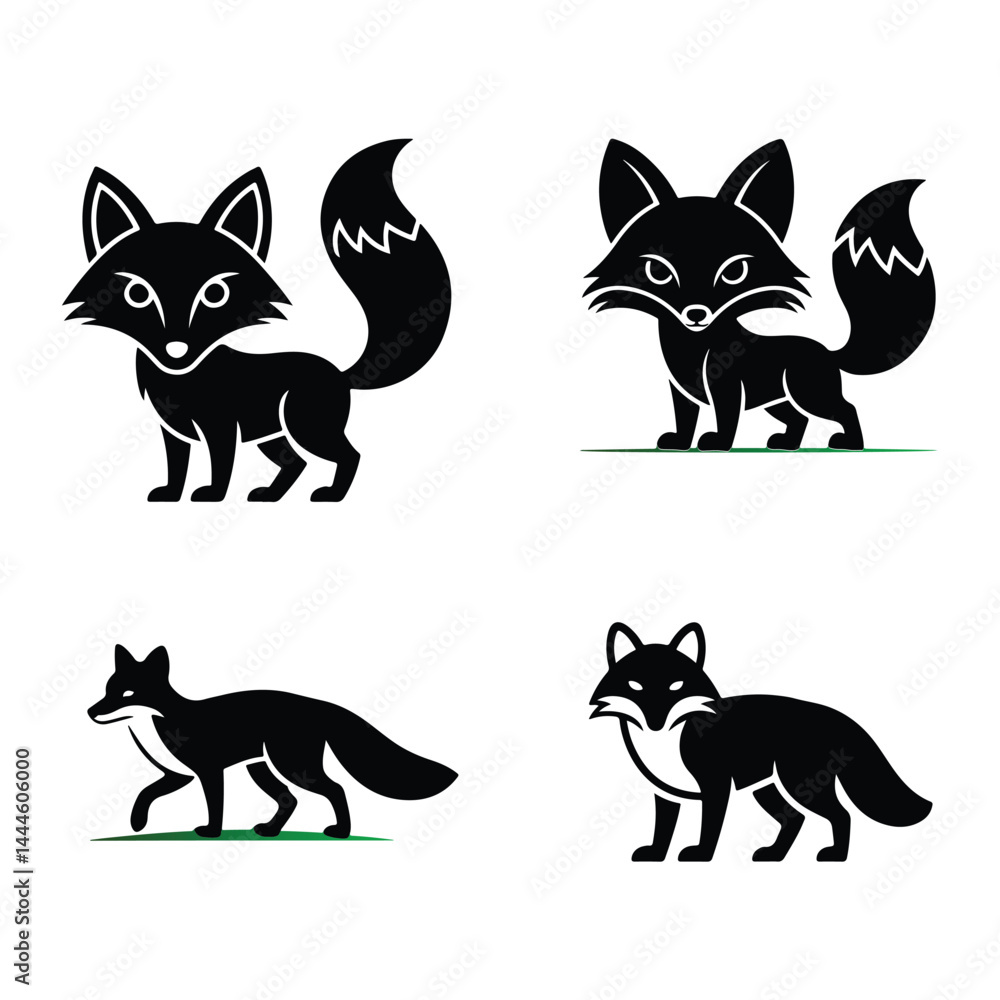 Fototapeta premium A silhouette of a fox vector on a white background