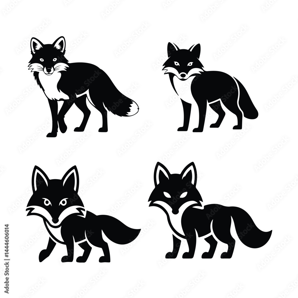 A silhouette of a fox vector on a white background A silhouette of a fox vector on a white background