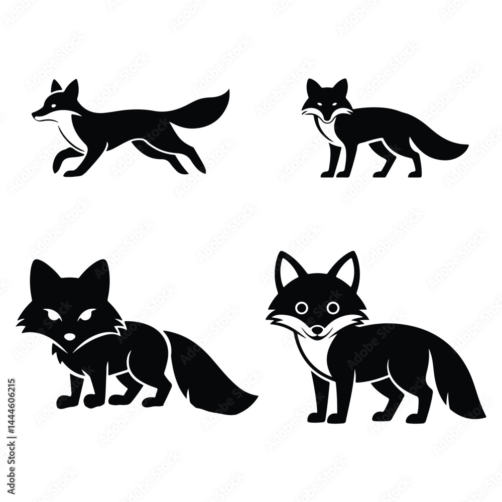 A silhouette of a fox vector on a white background A silhouette of a fox vector on a white background