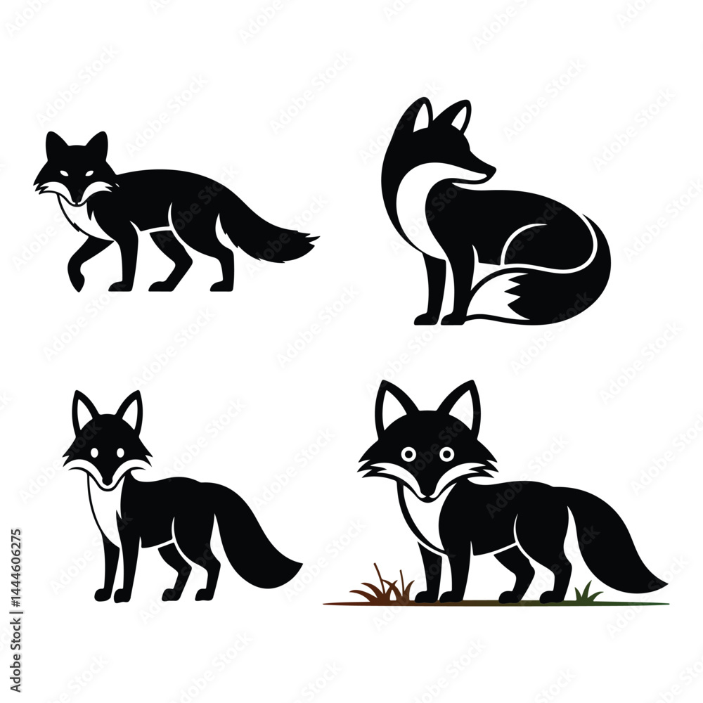 A silhouette of a fox vector on a white background A silhouette of a fox vector on a white background